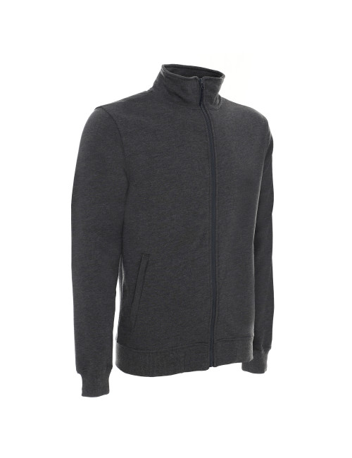 Promostars Men`s SWEATSHIRT OPEN DARK GRAY MELANGE embroidery screen printing