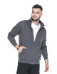 Promostars Herren SWEATSHIRT OPEN DARK GREY MELANGE Stickerei Siebdruck