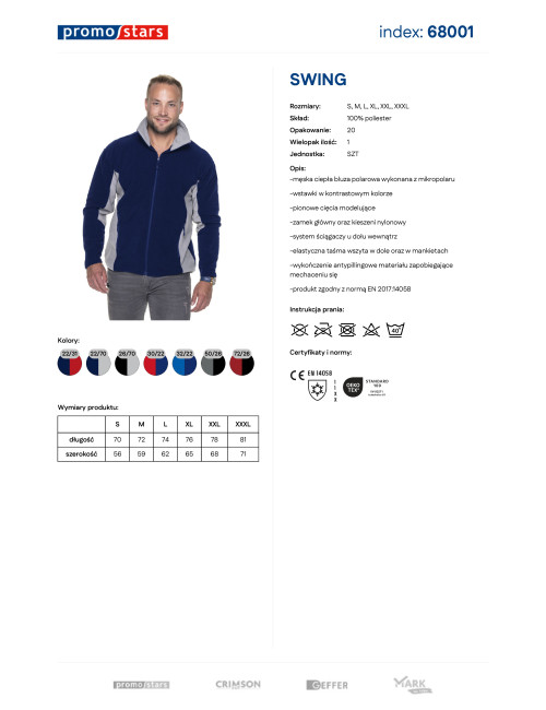 Promostars SWING SWING SWEATSHIRT für Herren, MARINEBLAU/HELLGRAU, Logodruck und Stickerei