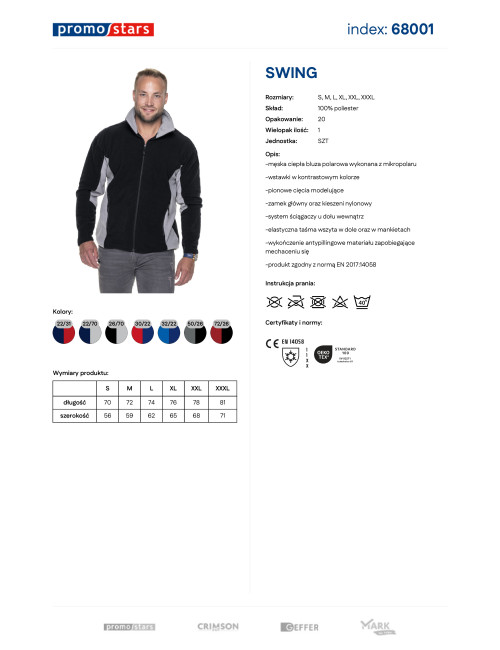 Promostars Herren SWING SWEATSHIRT SCHWARZ/HELLGRAU DTF-Druck Siebdruck