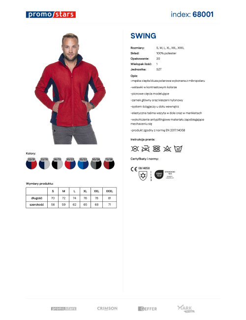 Promostars Men`s SWING RED/NAVY SWEATSHIRT with embroidery and company logo print