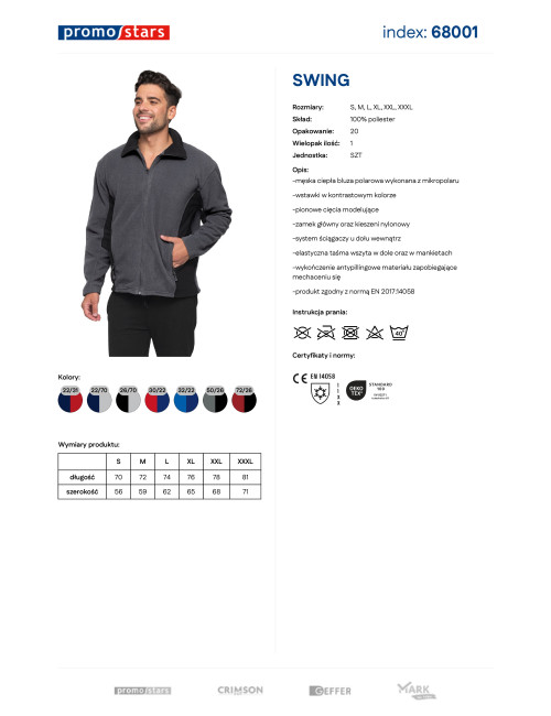 Promostars Men`s SWING GRAY/BLACK SWEATSHIRT DTG logo embroidery
