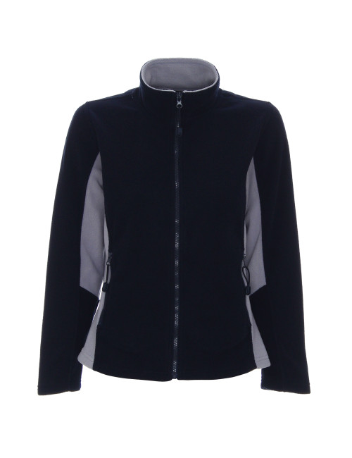 Promostars Damen SWEATSHIRT LADIES` SWING NAVY BLAU/HELLGRAU mit Logo-Stickerei