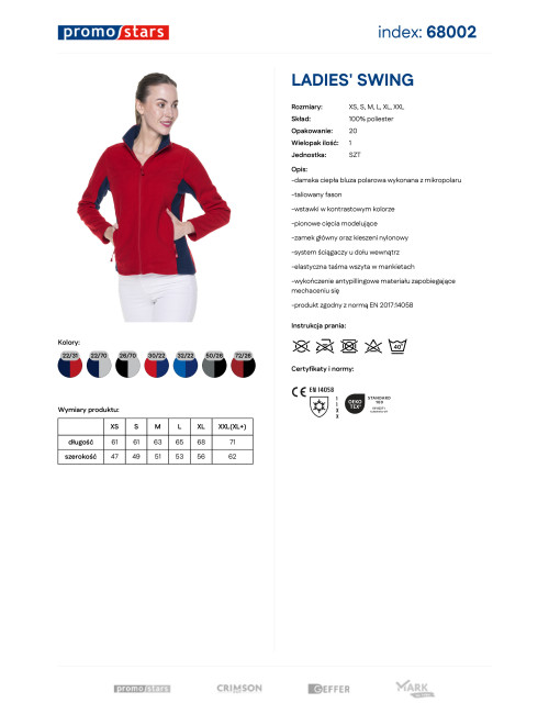 Promostars Damen SWEATSHIRT LADIES` SWING ROT/NAVY BLAU mit Aufdruck und Stickerei