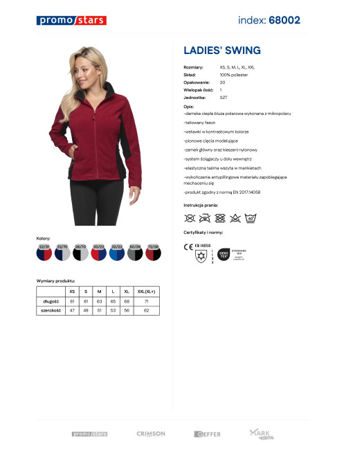 Promostars Women`s SWEATSHIRT LADIES` SWING BURGUNDY/BLACK printed logo embroidery