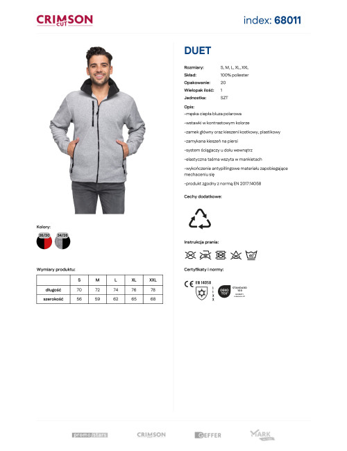 Promostars DUET Men`s SWEATSHIRT LIGHT GRAY MELANGE/BLACK DTG print embroidery