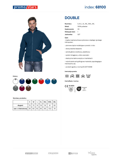 Promostars DOUBLE Men's Fleece Jacket Dark Blue