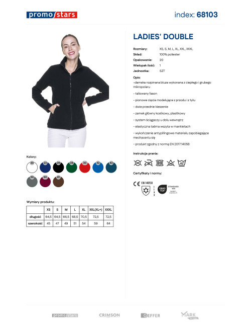Promostars Women`s SWEATSHIRT LADIES` DOUBLE BLACK print silkscreen embroidery