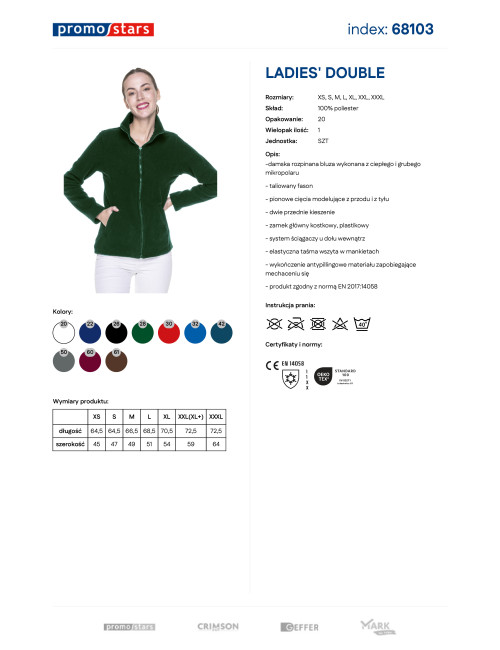 Promostars Women`s SWEATSHIRT LADIES` DOUBLE BOTTLE GREEN embroidery print