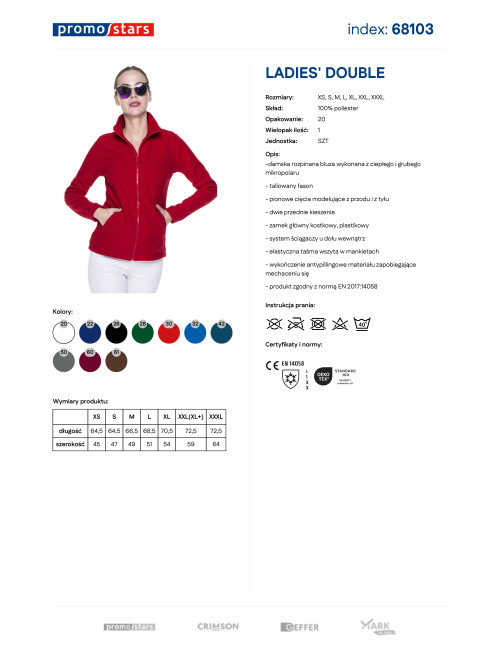 Promostars Women`s SWEATSHIRT LADIES` DOUBLE RED print embroidery silkscreen