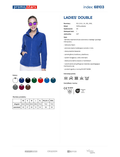 Promostars Women`s SWEATSHIRT LADIES` DOUBLE CORNFLOWER logo silkscreen print