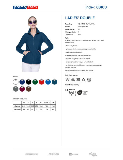 Promostars Women`s SWEATSHIRT LADIES` DOUBLE DARK BLUE embroidery print