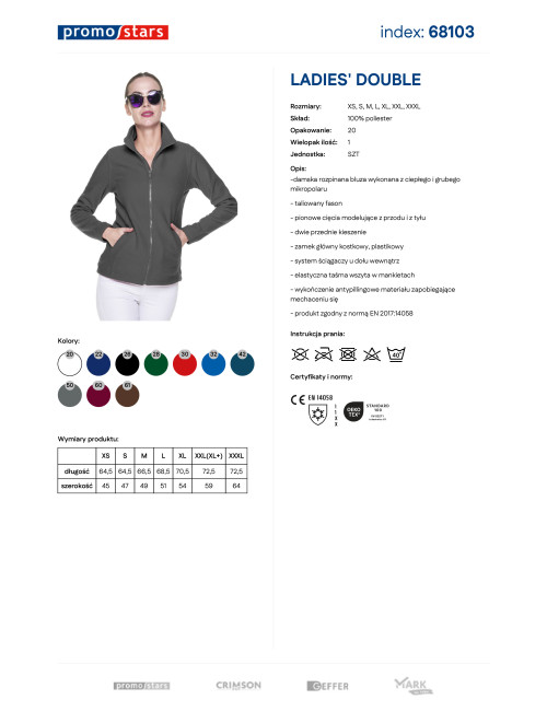 Promostars Women`s SWEATSHIRT LADIES` DOUBLE GRAY print embroidery logo silkscreen