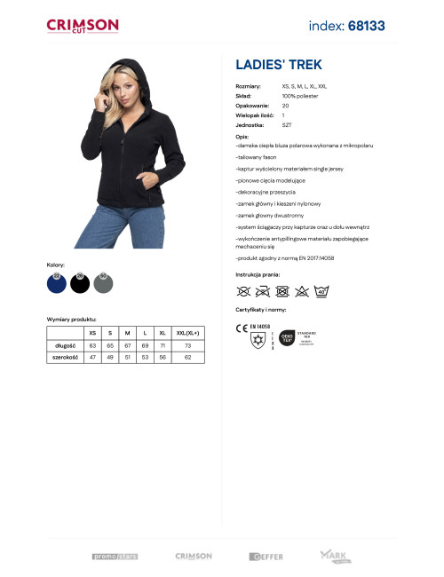 CRIMSON CUT SWEATSHIRT Women`s LADIES` TREK BLACK print embroidery logo silkscreen