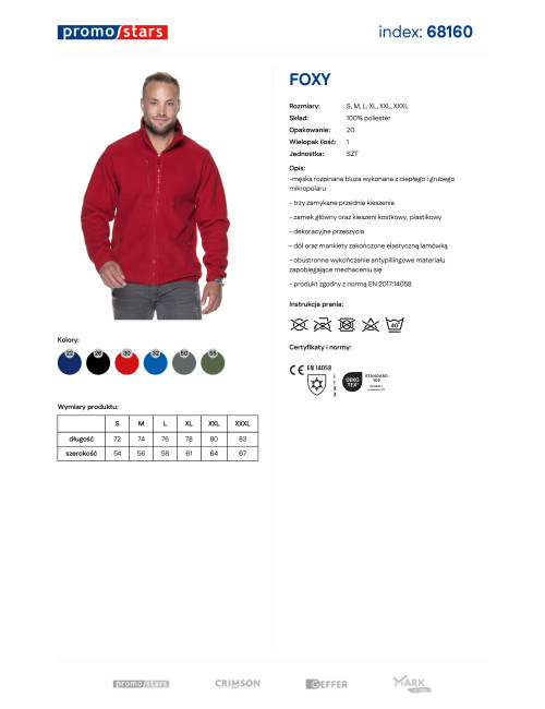 Promostars Men`s SWEATSHIRT FOXY RED DTG print embroidery silkscreen logo