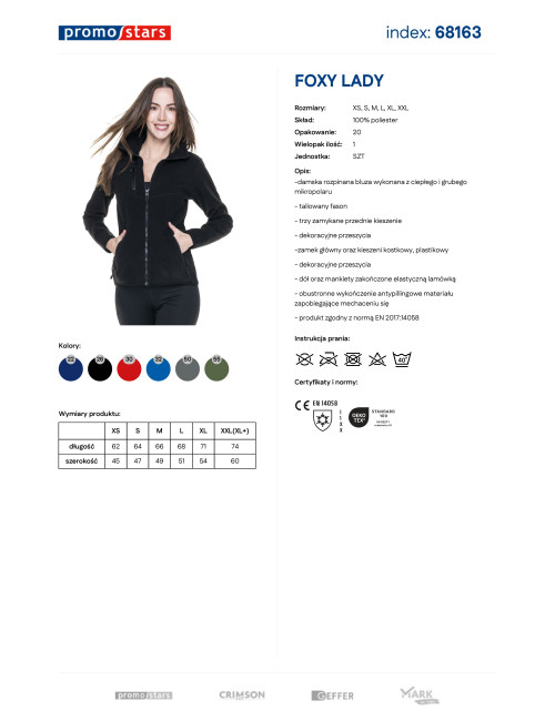 Damen-Sweatshirt aus sehr dickem Fleece, 450 g, schwarzes FOXY Promostars-Logo