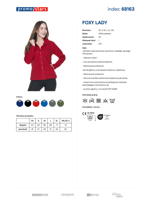 Promostars Women`s SWEATSHIRT FOXY LADY RED embroidery screen print logo