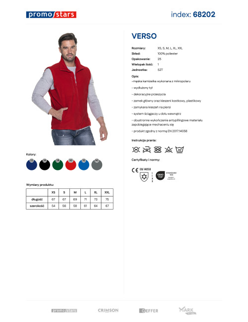 Promostars Men`s VEST VERSO RED Embroidery Screen Print Logo