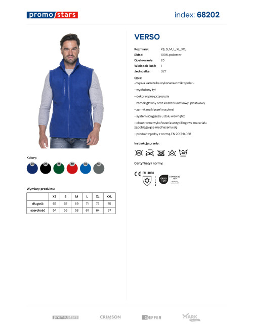 Promostars Men`s Vest VERSO CORNFLOWER Embroidery screen printing logo