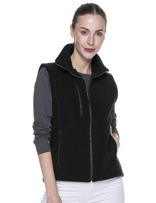 Promostars Damenweste LADIES` VERSO BLACK mit Siebdruckstickerei