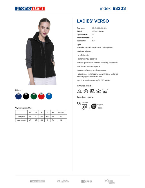 Promostars Damenweste LADIES` VERSO BLACK mit Siebdruckstickerei