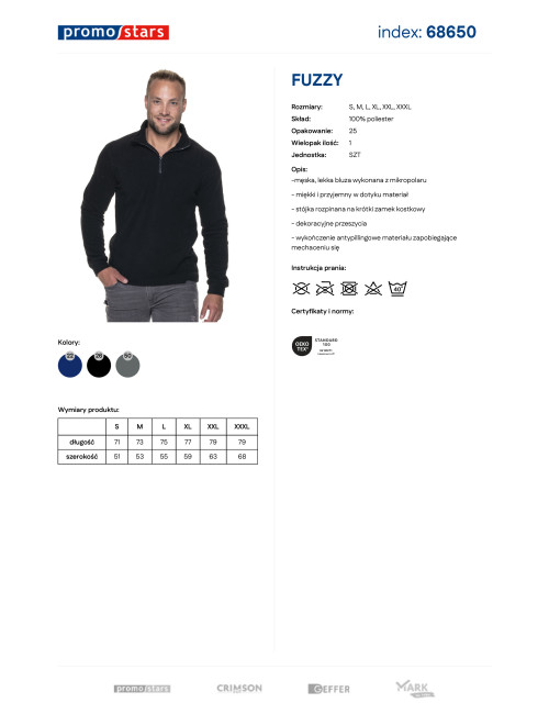 Promostars FUZZY SWEATSHIRT Men`s BLACK print DTF logo for companies screen printing
