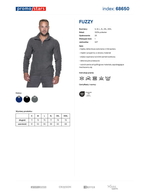 Promostars FUZZY Men`s SWEATSHIRT GRAY DTF print silkscreen embroidery company logo