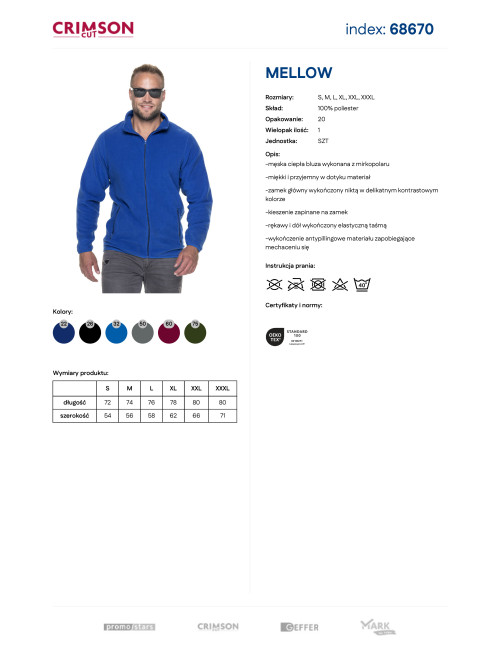 CRIMSON CUT SWEATSHIRT Men`s MELLOW CORNFLOWER Embroidery screen printing logo DTG printing