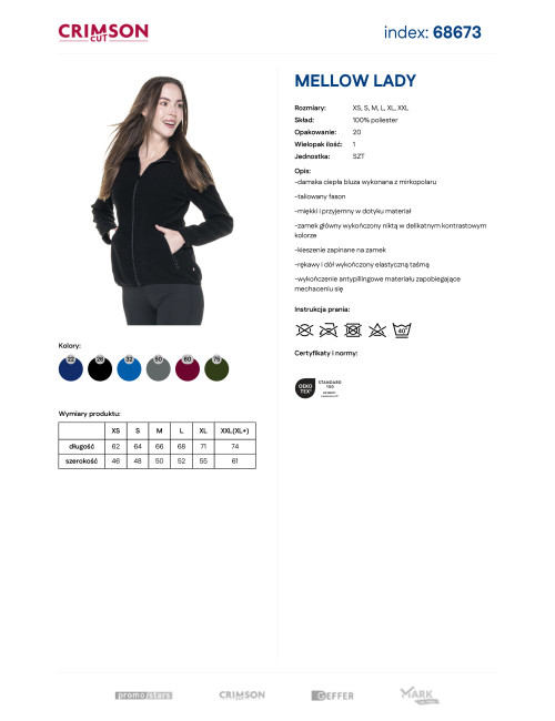 CRIMSON CUT SWEATSHIRT Women`s MELLOW LADY BLACK print logo silkscreen embroidery