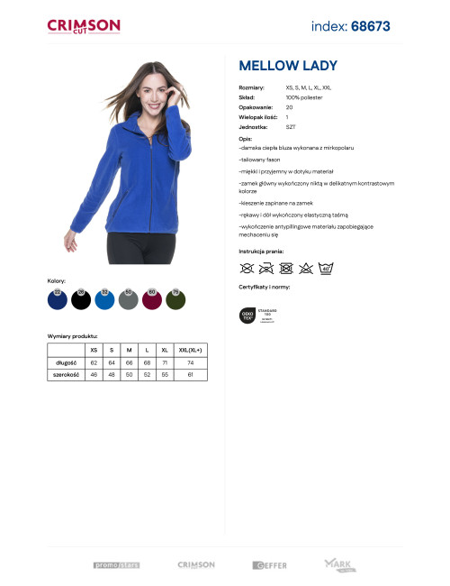 CRIMSON CUT SWEATSHIRT Women`s MELLOW LADY CORNFLOWER embroidery print silkscreen
