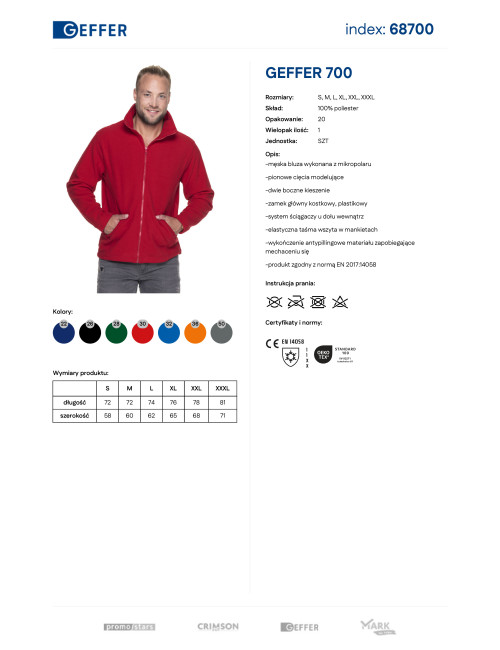 GEFFER SWEATSHIRT Men 700 RED DTG print silkscreen logo embroidery