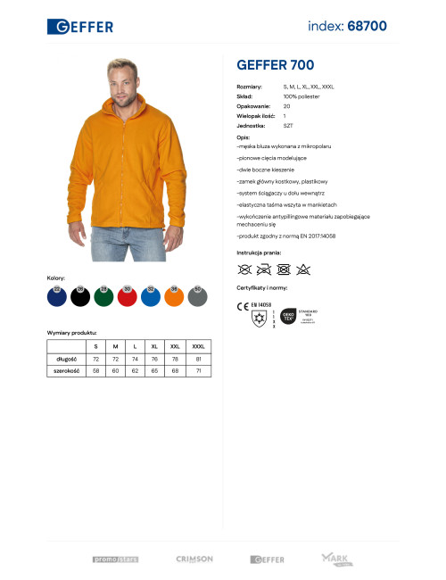 GEFFER SWEATSHIRT Herren 700 ORANGE Stickerei Siebdruck DTG Logodruck
