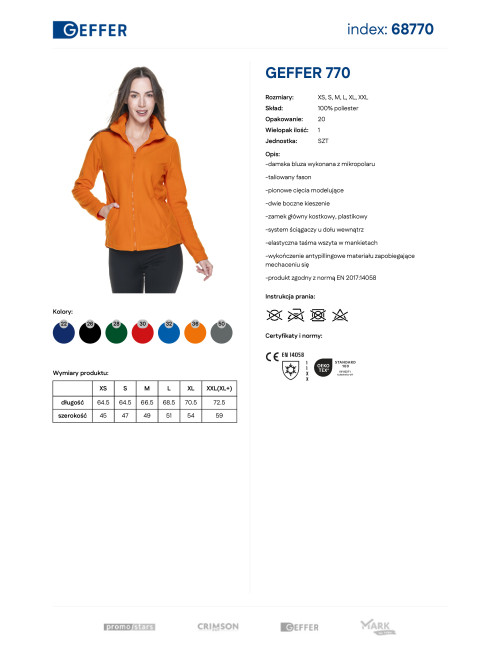 GEFFER Damen SWEATSHIRT 770 ORANGE Siebdruck-Sticklogo DTF-Druck