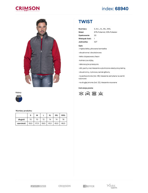 Kamizelka męska Crimson Cut Twist ciemnoszary - P&M