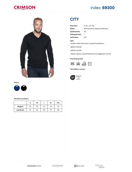 Schwarzer Stadtpullover für Herren Promostars/Crimson CUT
