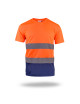 MEN`S T-SHIRT HI-VIS ORANGE WARNING/NAVY embroidery print