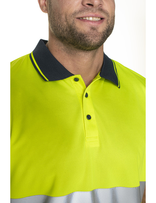 Mark The Herren Polo Hi-Vis Gelb/Marineblau