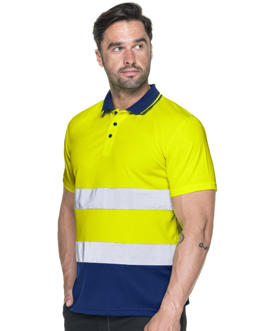 Koszulka polo męska Mark The Hi-Vis żółta/granatowa - P&M