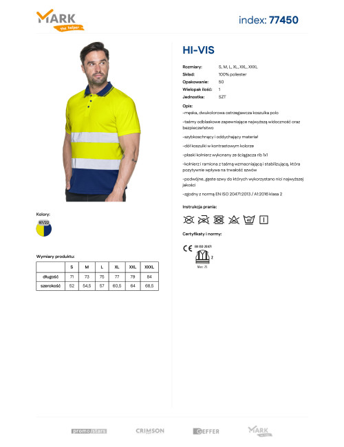 Koszulka polo męska Mark The Hi-Vis żółta/granatowa - P&M