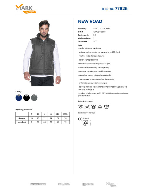 MARK THE HELPER Men`s VEST NEW ROAD GRAY Embroidery DTG logo print