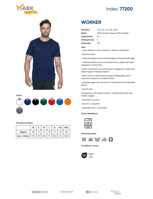MARK THE HELPER MEN`S T-SHIRT WORKER NAVY screen print logo