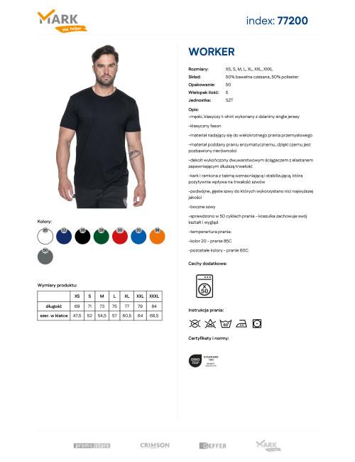 MARK THE HELPER HERREN-T-SHIRT WORKER SCHWARZ Aufdruck Siebdruck Logo-Stickerei