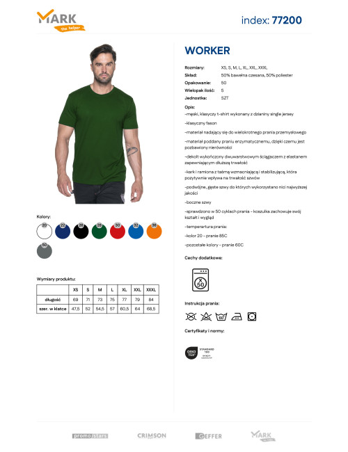 MARK THE HELPER HERREN-T-SHIRT, FLASCHENGRÜNER Stickdruck