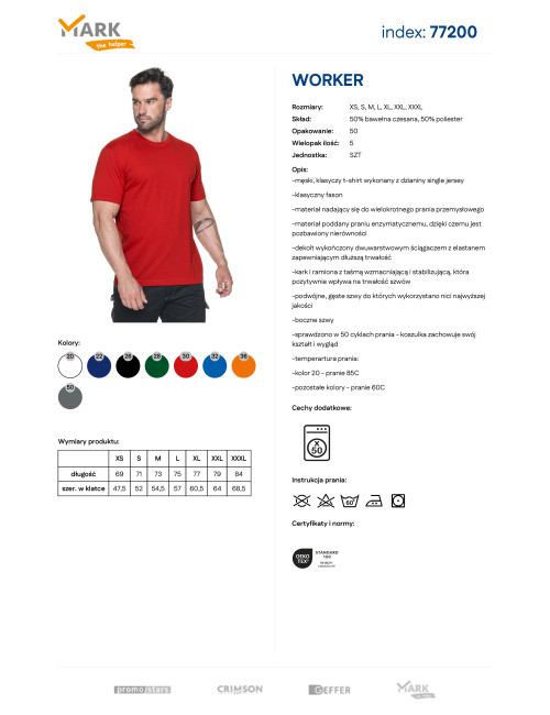 MARK THE HELPER HERREN-T-SHIRT WORKER RED mit Siebdruck-Logo