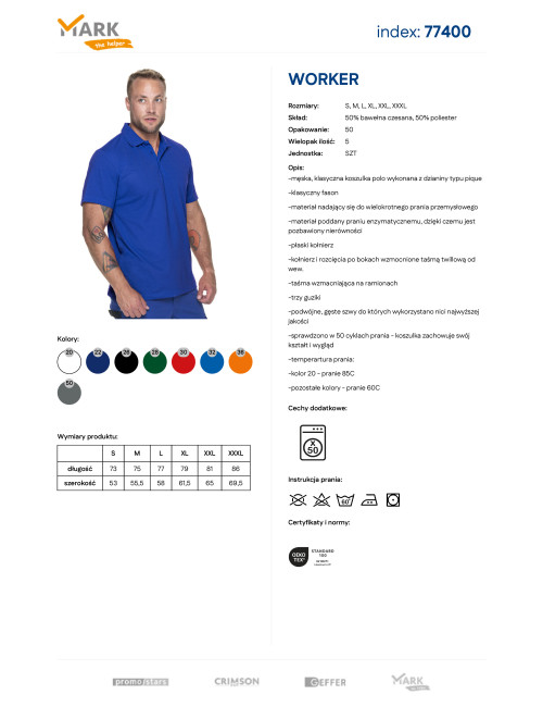 MARK THE HELPER MEN`S POLO WORKER CORNFLOWER print embroidery silkscreen logo
