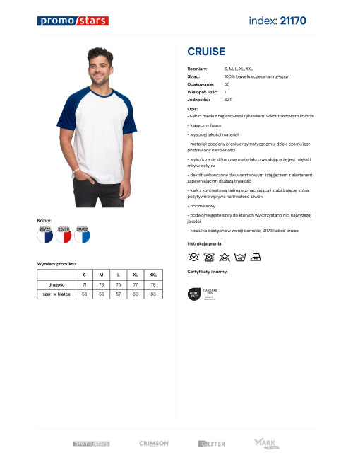 Herren-T-Shirt Promostars Cruise Weiß/Marineblau
