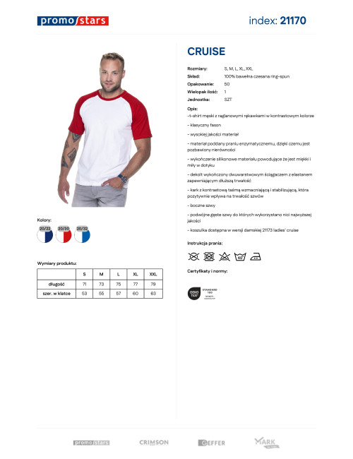 Promostars men`s t-shirt CRUISE WHITE/RED with dtf dtg print