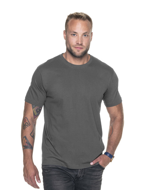 Promostars Herren-T-Shirt PREMIUM GRAU unter dem Firmenlogo, Stickdruck