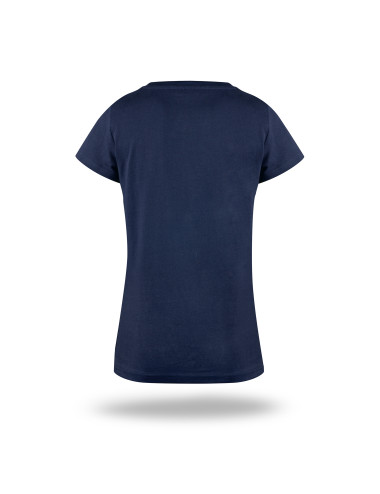 Crimson cut women`s t-shirt LADIES` PREMIUM PLUS NAVY with logo embroidery
