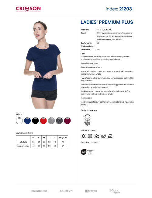 Purpur geschnittenes Damen-T-Shirt LADIES` PREMIUM PLUS NAVY BLUE mit Logo-Stickerei